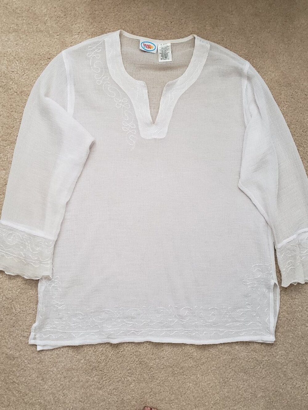 Sand N Sun white sheer light blouse size XL beach boho coastal summer travel